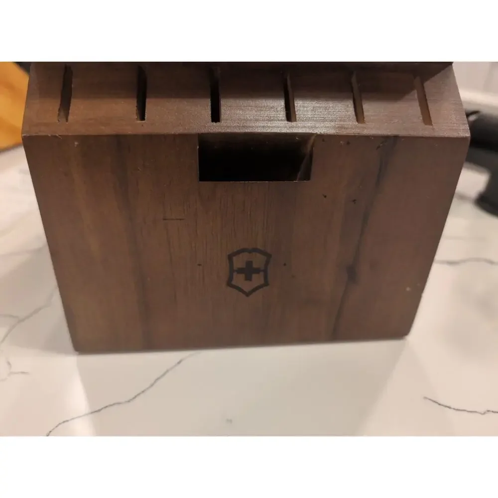 Victorinox Swiss Army Wooden Knife Block Empty 11 Slot Dark Wood Storage Holder